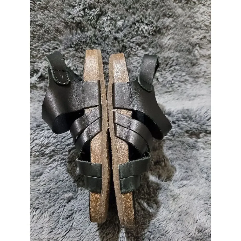 Zara Black Leather Sandals size 24